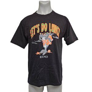 80s - 90s Let's Do Lunch . Reno . Tuff-T Pre-shrunk black T shirt . Large